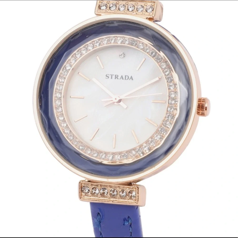 Blue Watch with White Austrian Crystals